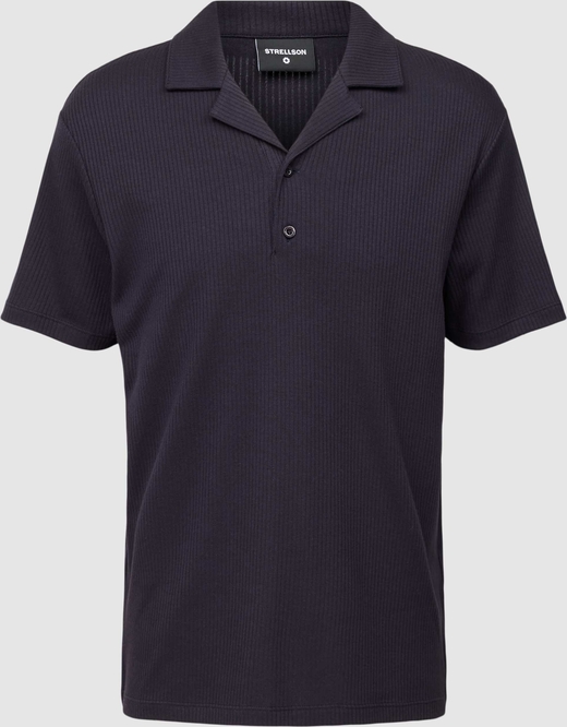 Granatowa koszulka polo Strellson w stylu casual z bawełny z krótkim rękawem
