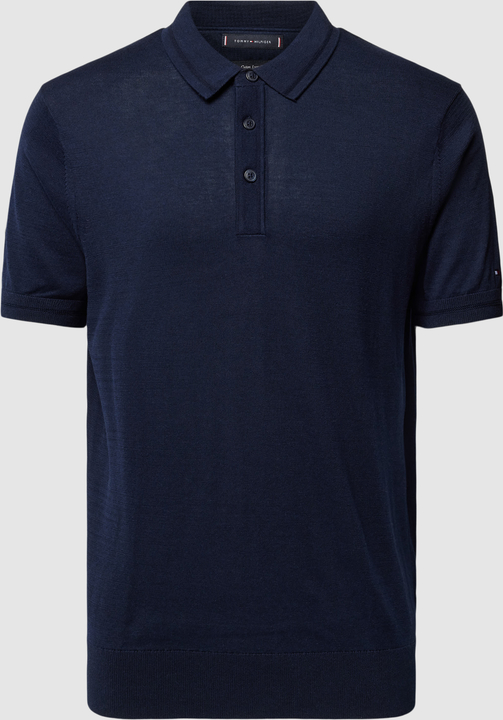 Granatowa koszulka polo Tommy Hilfiger z krótkim rękawem w stylu casual