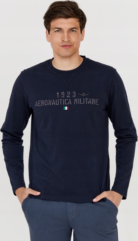 Granatowa koszulka z długim rękawem Aeronautica Militare z długim rękawem