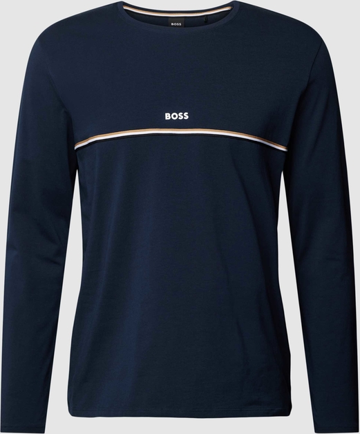 Granatowa koszulka z długim rękawem Hugo Boss z bawełny w stylu casual