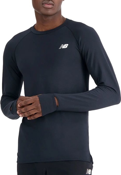 Granatowa koszulka z długim rękawem New Balance z długim rękawem w sportowym stylu