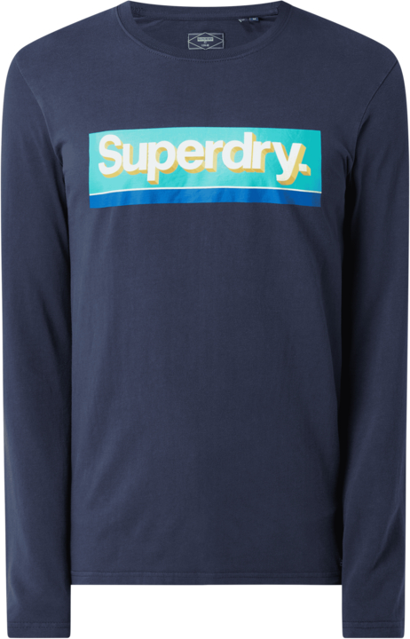 Granatowa koszulka z długim rękawem Superdry z bawełny