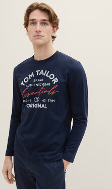 Granatowa koszulka z długim rękawem Tom Tailor w młodzieżowym stylu