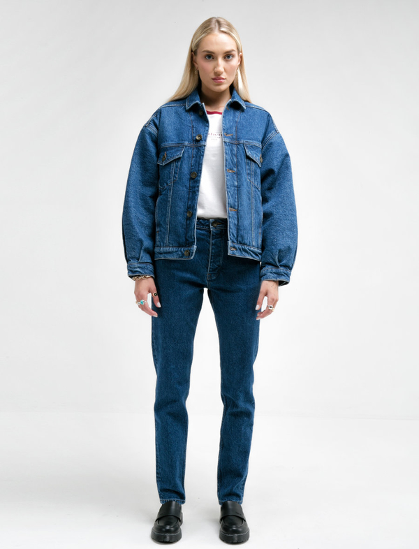 Granatowa kurtka Big Star krótka z jeansu w stylu vintage
