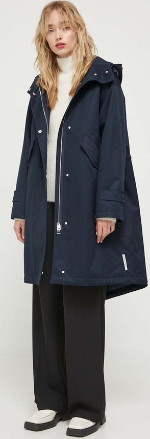 Granatowa kurtka Marc O'Polo w stylu casual z kapturem z bawełny