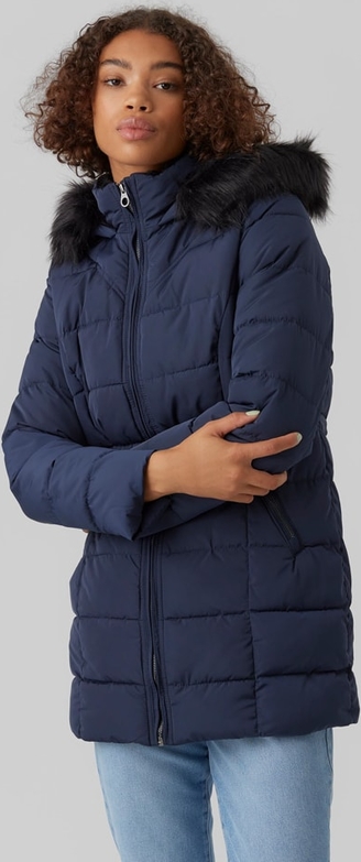 Granatowa kurtka Vero Moda z kapturem w stylu casual krótka