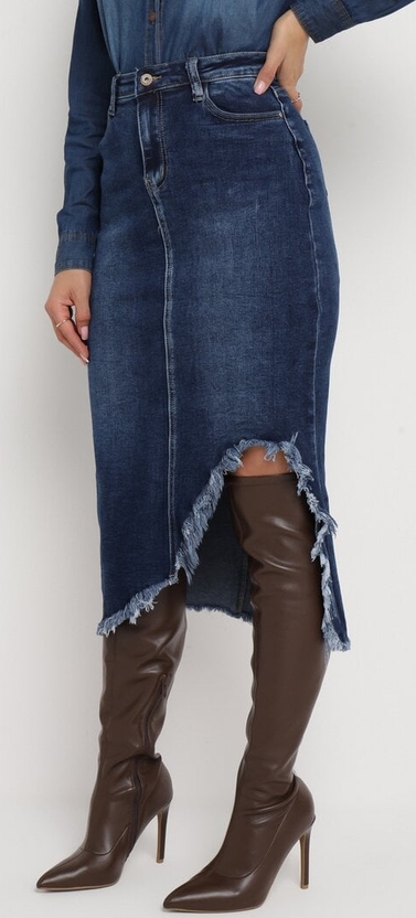 Granatowa spódnica born2be z jeansu