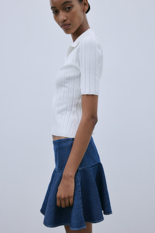 Granatowa spódnica H & M z tkaniny mini