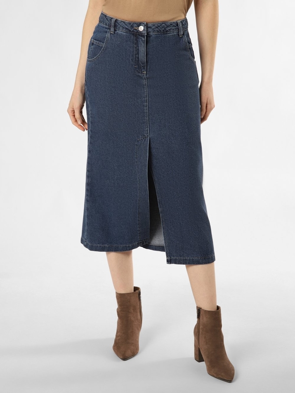 Granatowa spódnica Marie Lund midi z jeansu w stylu casual