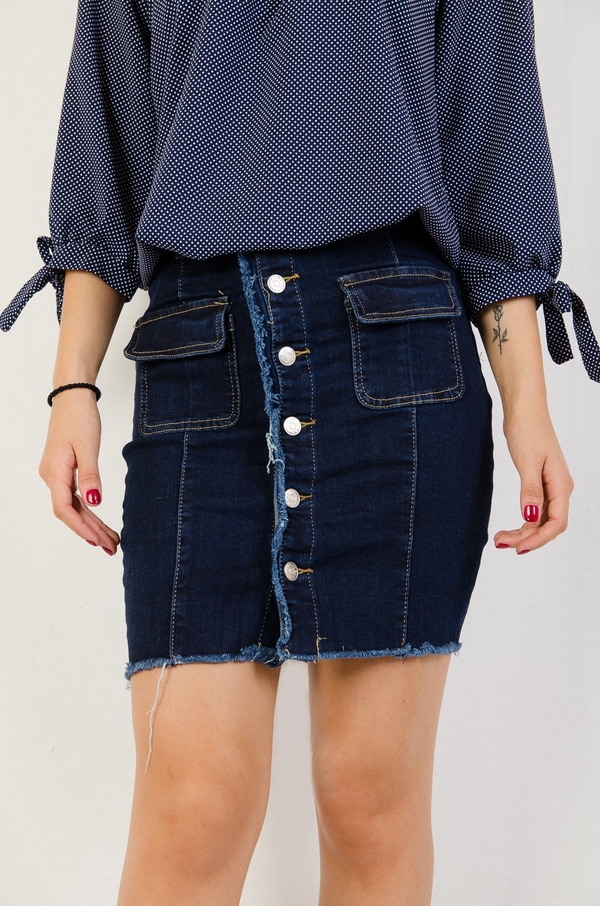 Granatowa spódnica Olika z jeansu w street stylu