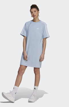 Granatowa sukienka Adidas mini prosta z okrągłym dekoltem