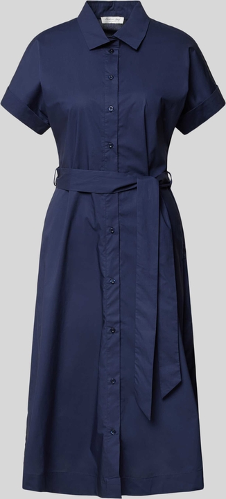 Granatowa sukienka Christian Berg Woman koszulowa midi z krótkim rękawem