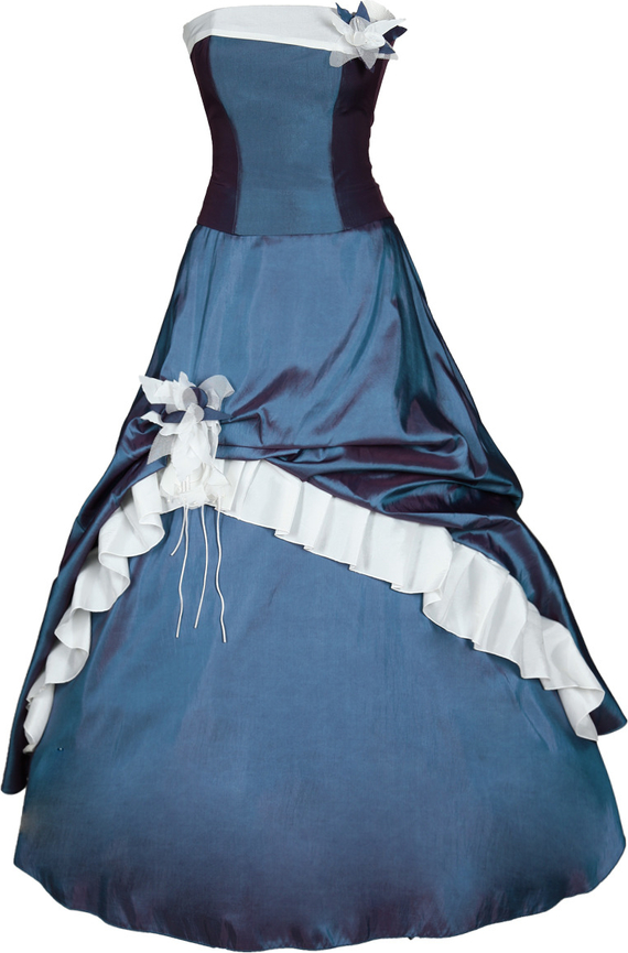 Granatowa sukienka Fokus bez rękawów rozkloszowana