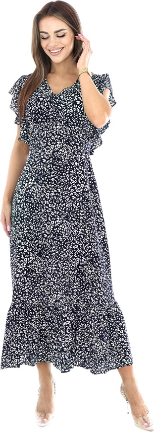 Granatowa sukienka Fokus midi w stylu casual