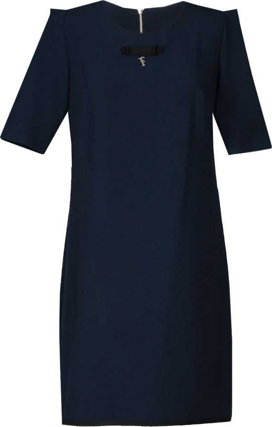 Granatowa sukienka Fokus midi z krótkim rękawem oversize