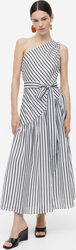 Granatowa sukienka H & M bez rękawów w stylu casual z okrągłym dekoltem