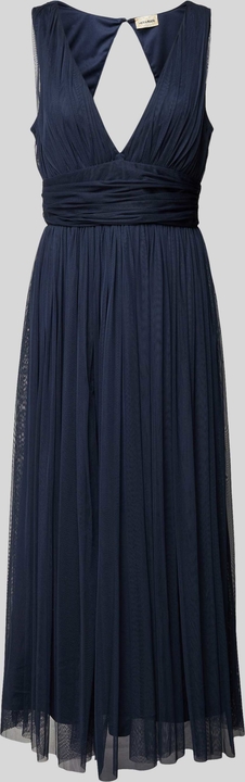 Granatowa sukienka Lace & Beads z dekoltem w kształcie litery v z tiulu maxi