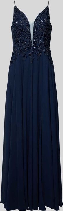 Granatowa sukienka Laona z dekoltem w kształcie litery v z szyfonu bez rękawów