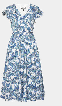 Granatowa sukienka Nissa w stylu casual z dekoltem w kształcie litery v