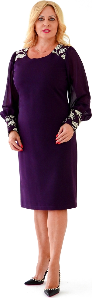 Granatowa sukienka Roxana - sukienki midi z długim rękawem