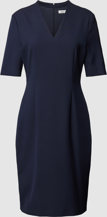 Granatowa sukienka S.Oliver Black Label w stylu casual mini z dekoltem w kształcie litery v