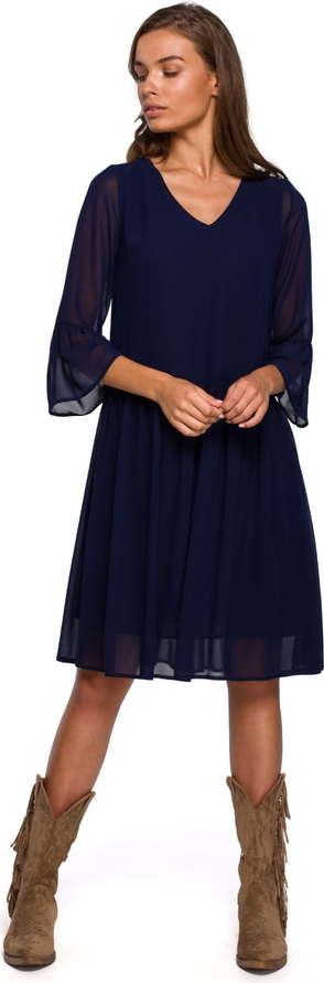 Granatowa sukienka Style z szyfonu
