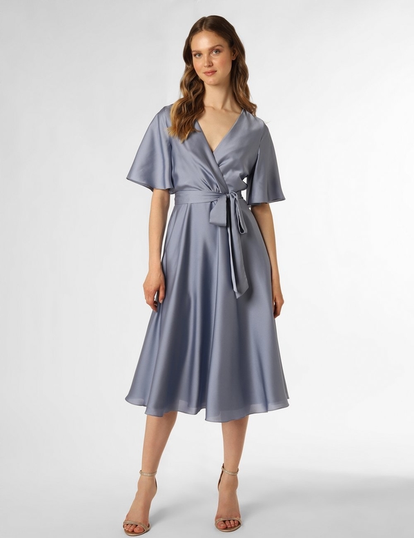 Granatowa sukienka Swing z krótkim rękawem midi