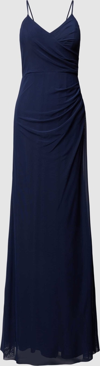 Granatowa sukienka Troyden Collection z dekoltem w kształcie litery v maxi na ramiączkach