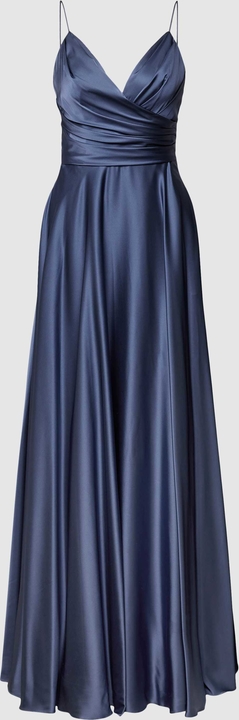 Granatowa sukienka Unique na ramiączkach z satyny