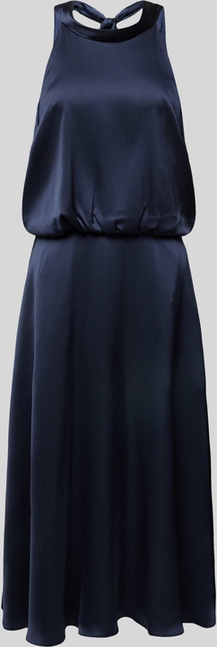 Granatowa sukienka V By Vera Mont maxi z okrągłym dekoltem