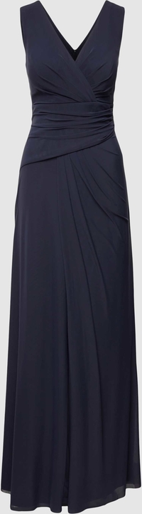 Granatowa sukienka Vera Mont z dekoltem w kształcie litery v kopertowa maxi