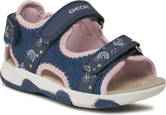 Granatowe buty dziecięce letnie Geox na rzepy dla dziewczynek
