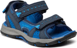 Granatowe buty dziecięce letnie Merrell dla chłopców ze skóry na rzepy