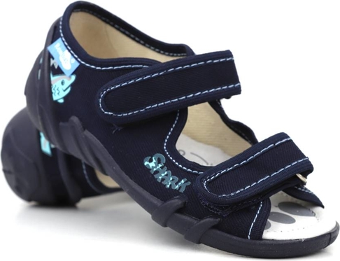 Granatowe buty dziecięce letnie RenBut z tkaniny na rzepy