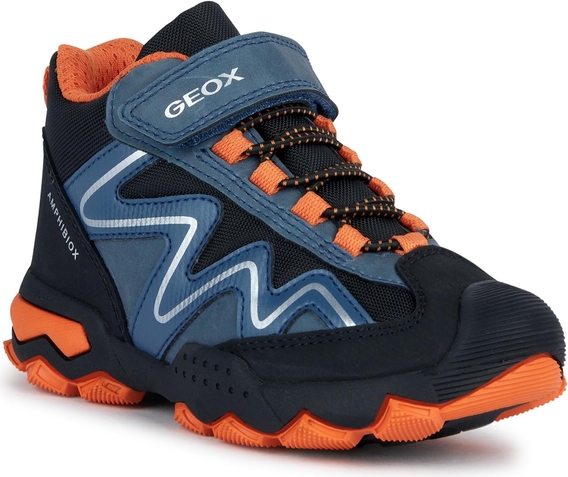 Granatowe buty dziecięce zimowe Geox dla chłopców na rzepy