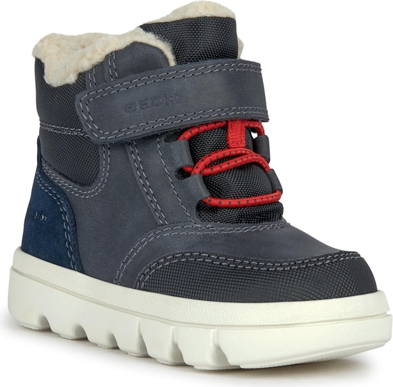 Granatowe buty dziecięce zimowe Geox na rzepy dla chłopców