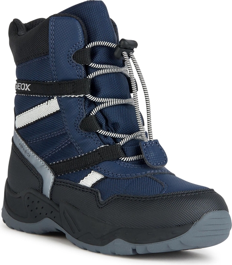 Granatowe buty dziecięce zimowe Geox sznurowane dla chłopców