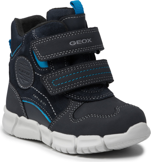 Granatowe buty dziecięce zimowe Geox z zamszu na rzepy