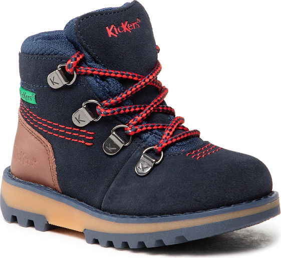 Granatowe buty dziecięce zimowe Kickers z zamszu sznurowane