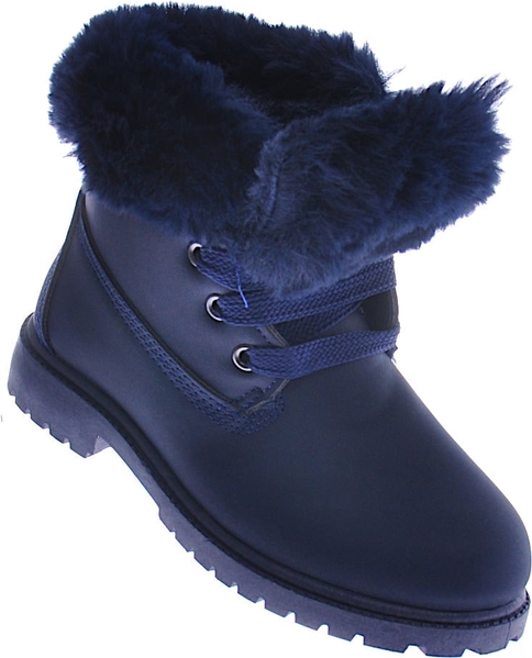 Granatowe buty dziecięce zimowe Pantofelek24 dla dziewczynek