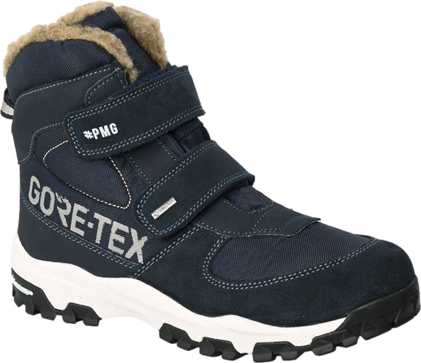 Granatowe buty dziecięce zimowe Primigi ze skóry