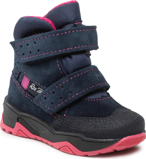 Granatowe buty dziecięce zimowe RenBut na rzepy