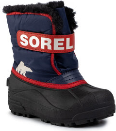 Granatowe buty dziecięce zimowe Sorel z goretexu na rzepy
