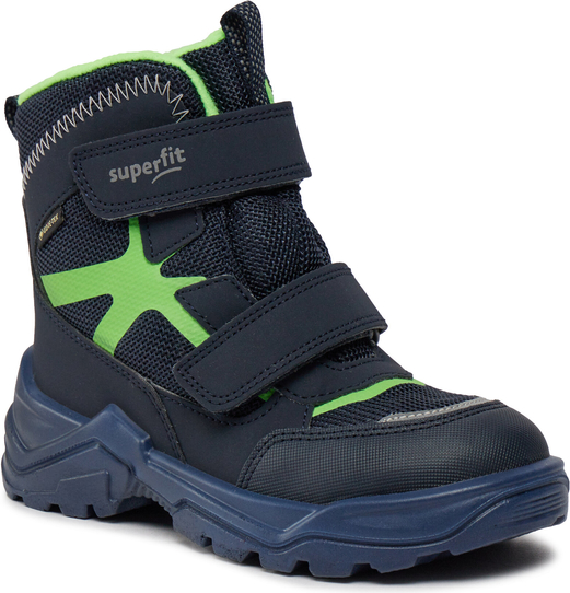 Granatowe buty dziecięce zimowe Superfit dla chłopców z goretexu