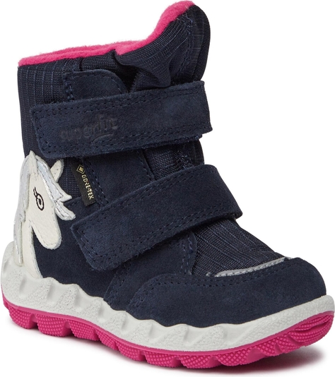 Granatowe buty dziecięce zimowe Superfit dla dziewczynek z goretexu