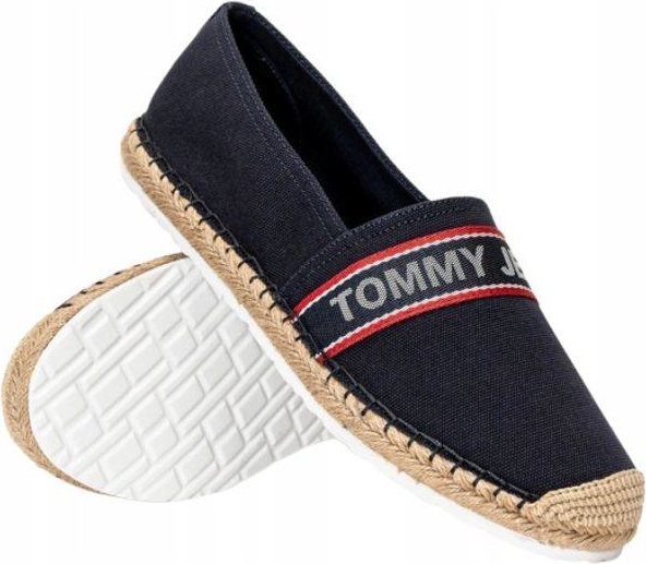 Granatowe buty letnie męskie Tommy Hilfiger w stylu casual z tkaniny