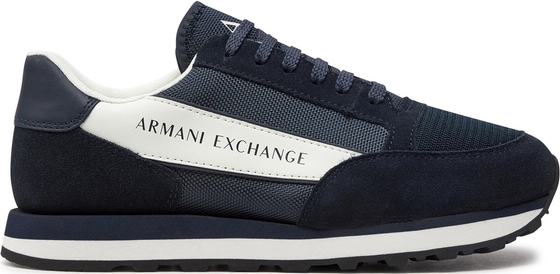 Granatowe buty sportowe Armani Exchange sznurowane w sportowym stylu