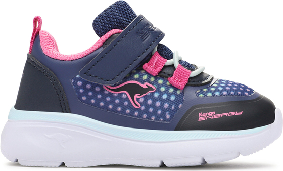 Granatowe buty sportowe dziecięce Kangaroos na rzepy dla dziewczynek