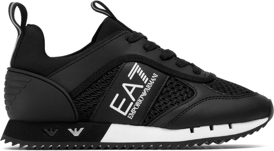 Granatowe buty sportowe EA7 Emporio Armani w sportowym stylu sznurowane ze skóry ekologicznej