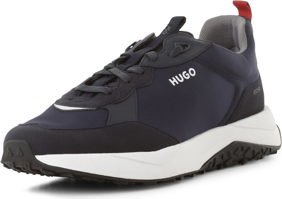 Granatowe buty sportowe Hugo Boss z tkaniny sznurowane w sportowym stylu